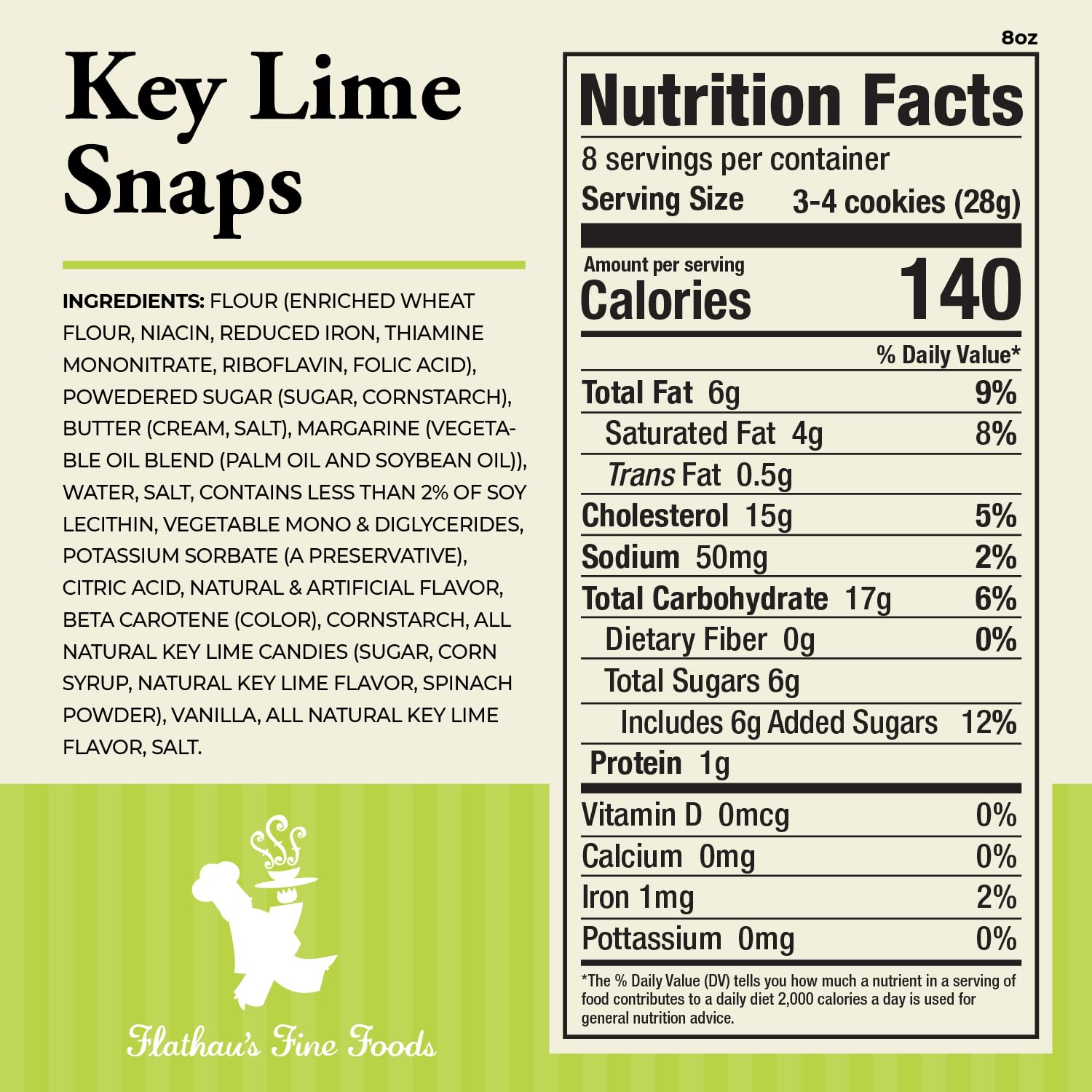 Flathau’s Fine Foods, Gourmet Shortbread Cookies, Handcrafted All Natural Artisan Bites, Southern-Baked Sweet Snaps with a Buttery Finish (Key Lime