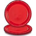 Party Dimensions Red Solid Color Plastic Party Plate (7") 15 Count - Premium Quality, Durable & Elegant, Perfect for Any Occasion & Celebration