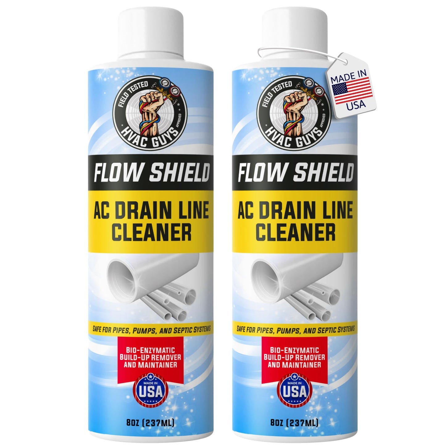 AC Drain Line Cleaner 2 Pack | Prevent Buildup and Overflow | 8oz - Up to 3 Months of Protection | Fast Acting & Long Lasting Bio-Enzymatic Formula