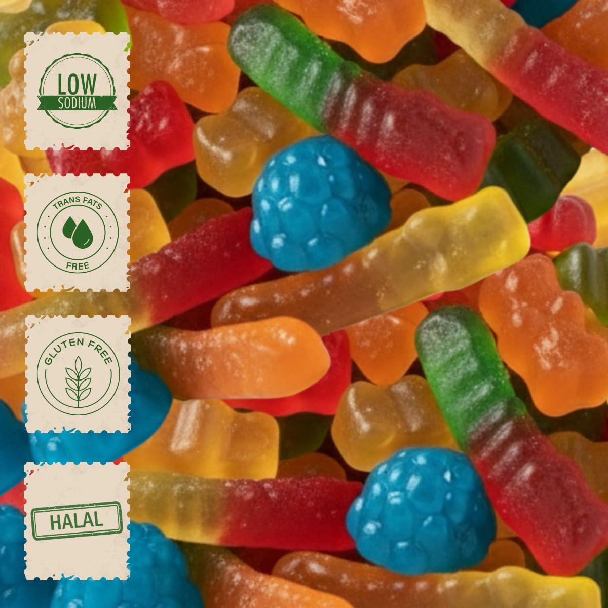 Gummy Candy Mix | 5 Pound Variety Pack | Gummy Bears, Worms,Blue and Red Raspberries | Assorted Fruit Flavors for Parties, Goodie Bags, Buffets