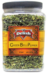 Dehydrated Dried Green Bell Pepper by It's Delish - Jumbo Reusable Container 12 Oz - Sealed to Maintain Freshness - Chopped & Dried Vegetable Spice