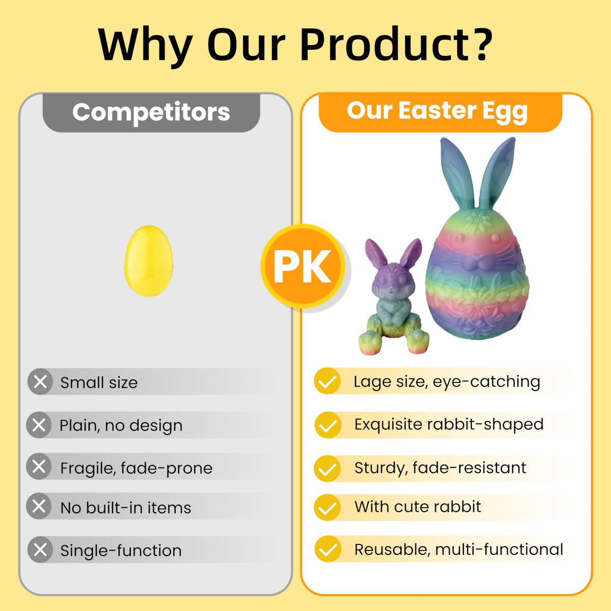JimZePong 3D Printed Easter Eggs with Bunny Inside, Prefilled Easter Bunny Egg Alternative, 3D Printed Articulated Rabbit Surprise Egg for Easter