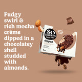 So Delicious Dairy Free Almond Milk Dipped Frozen Dessert Bar, Mocha Almond Fudge, Vegan, Non-GMO Project Verified, 4 Count (Pack of 1)