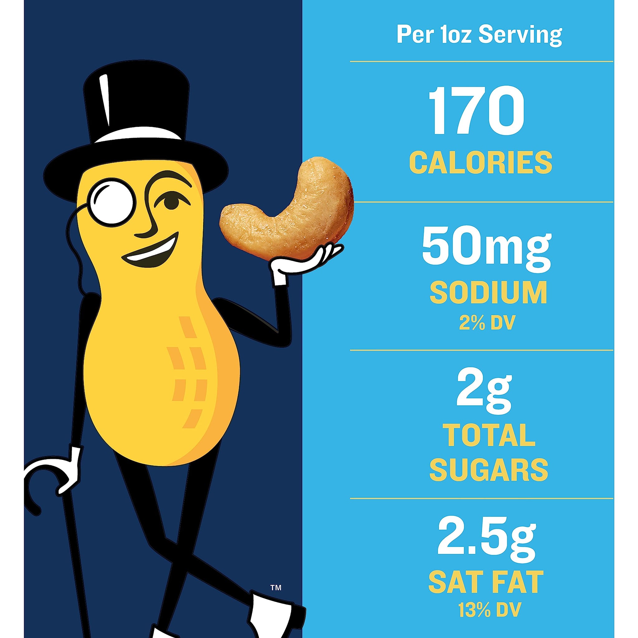 PLANTERS Deluxe Lightly Salted Cashews, Party Snacks, Plant-Based Protein, Quick Snack for Adults, After School Snack, Flavored with Sea Salt, Kosher