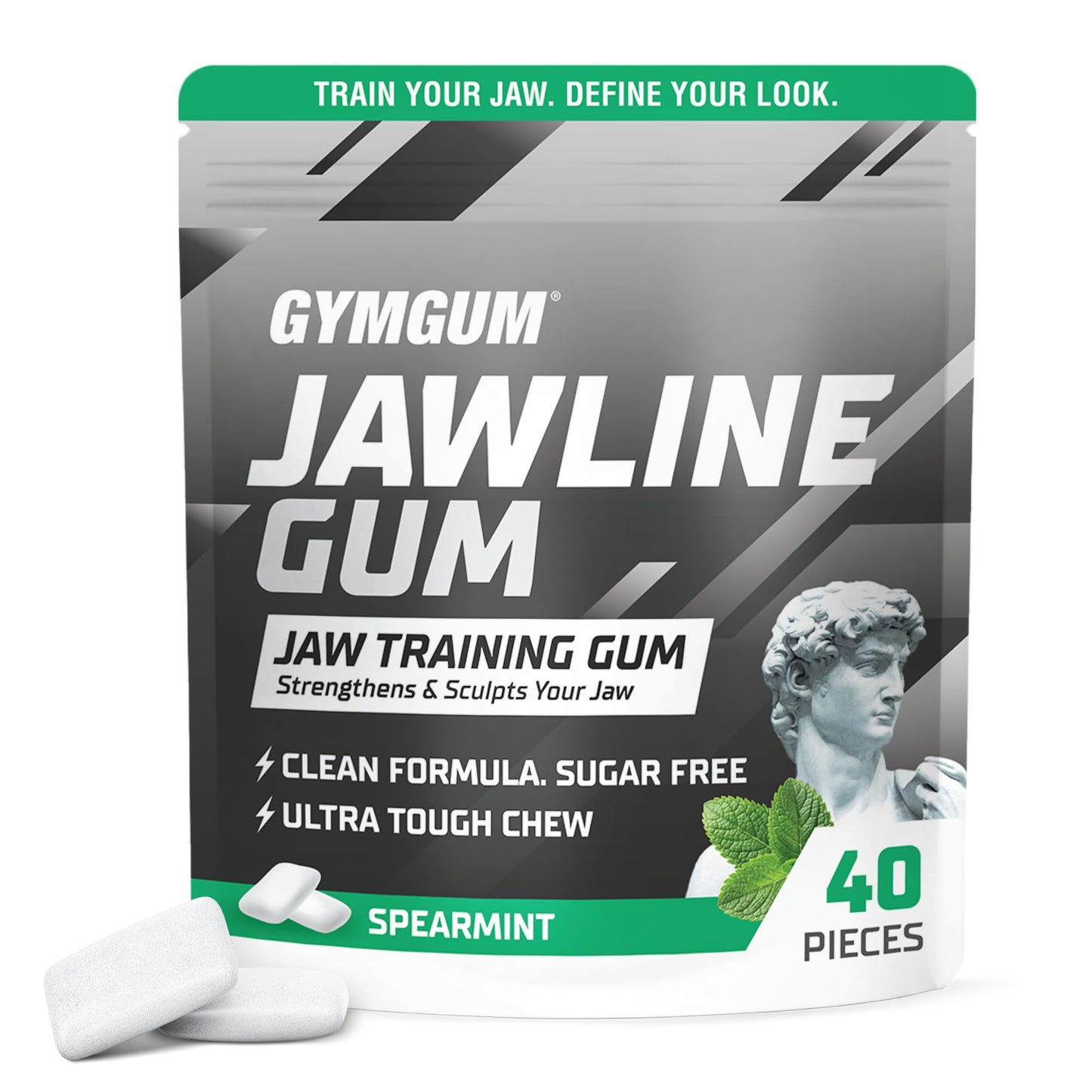 GYMGUM Jawline Gum Ultra Hard Chewing Gum | No Calories, No Sugar, No Artificial Sweeteners | Keto Friendly Mewing Gum for Jawline Training