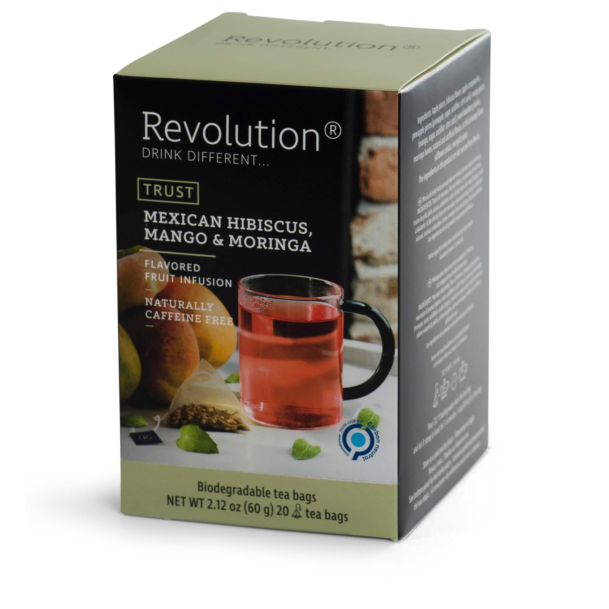 REVOLUTION TEA® Mexican Hibiscus, Mango & Moringa Fruit Tea [THE ORIGINAL] - Premium Full Leaf Tea - Biodegradable Infuser Tea Bags - Flavored Fruit