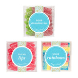 Sugarfina Sweet and Sour Gummies, Small Candy Cube, Pack of 3 | Sour Strawberries, Sugar Lips, Sour Rainbows