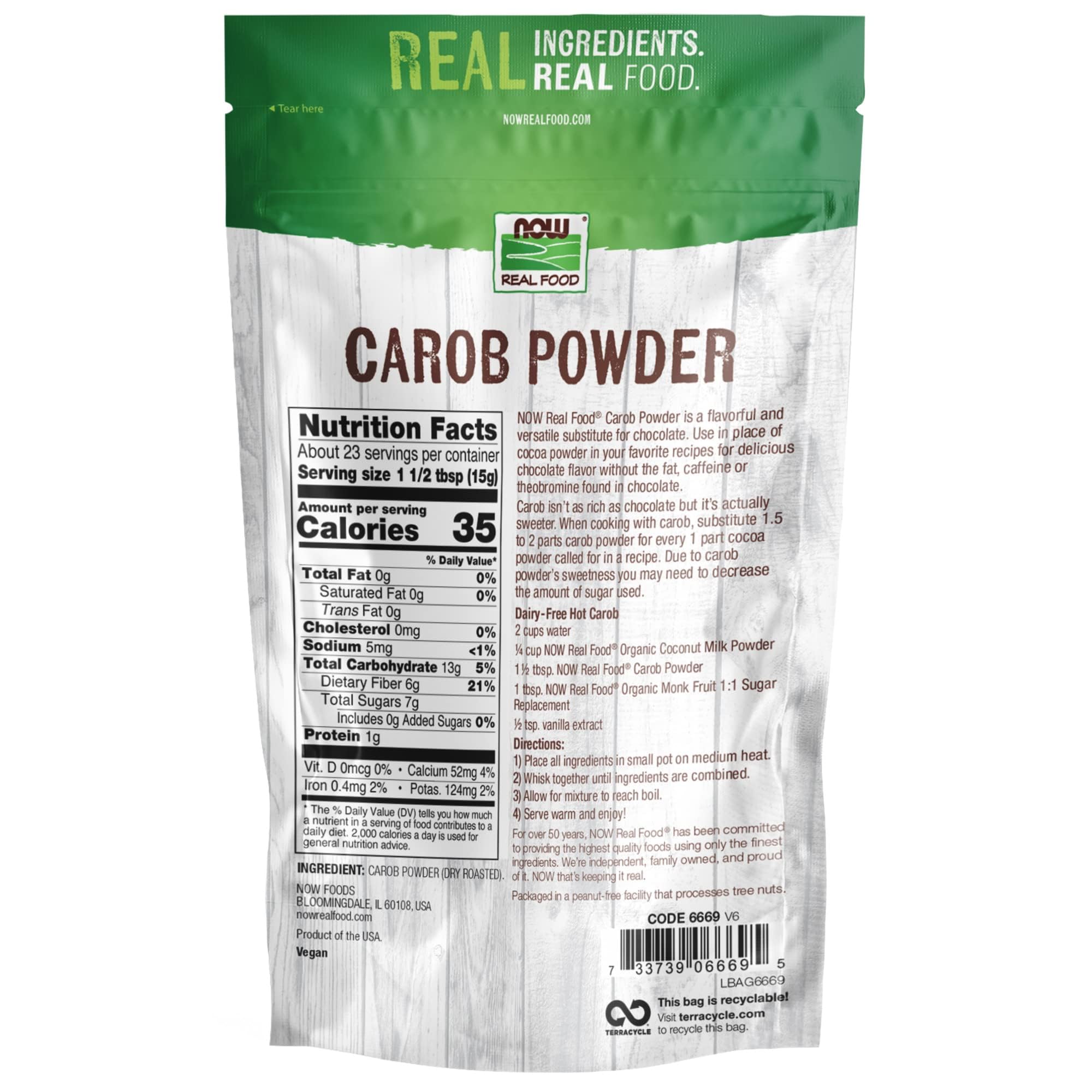 NOW Foods, Carob Powder, Dry Roasted, Additive-Free, Nutritious Substitute for Chocolate, 12-Ounce (Packaging May Vary)