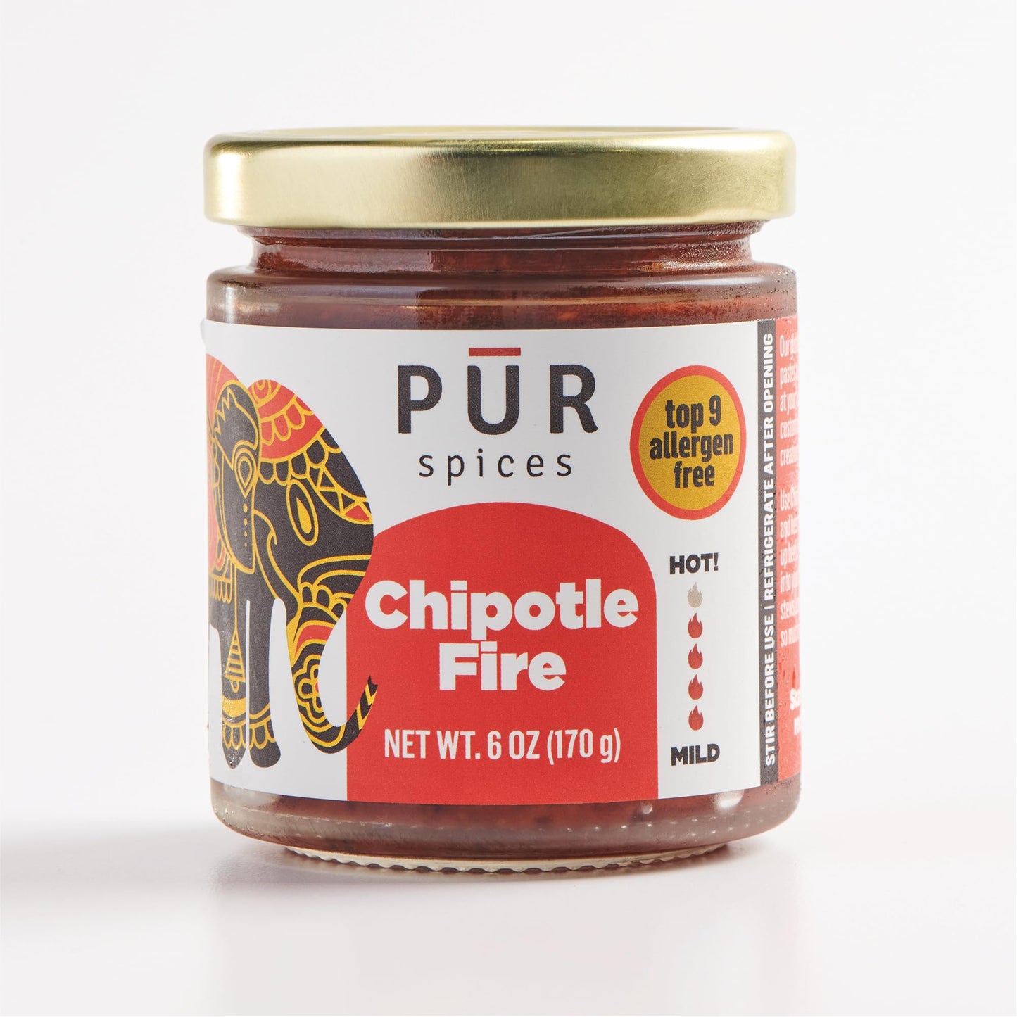 PUR Spices Chipotle Fire Spicy Hot Sauce I Chili Pepper Cooking Paste for Dipping, Chili Seasoning, Taco Sauce, Salsa I Plant Based, Gluten Free, No