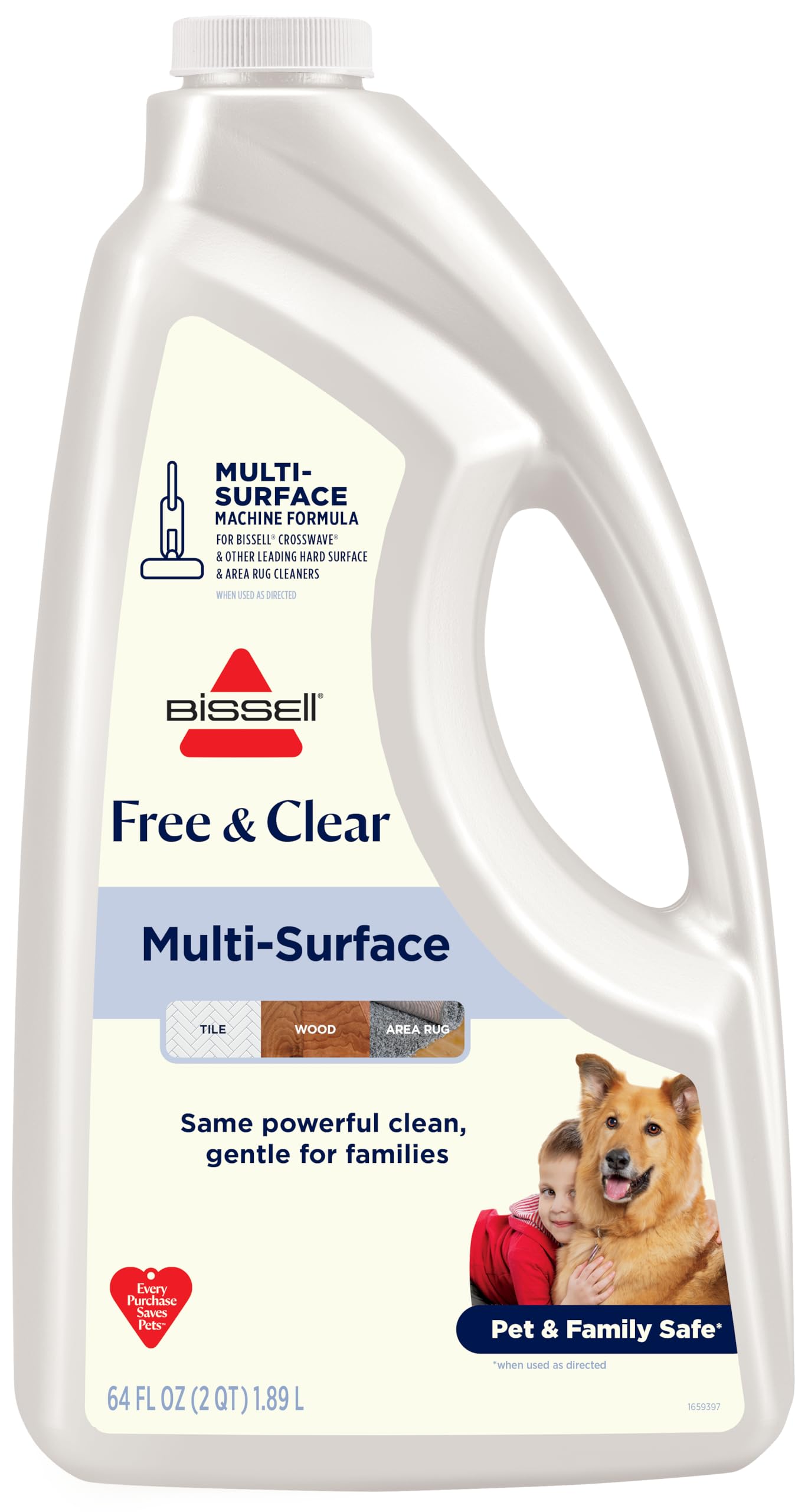 Bissell Multi?Surface Free & Clear Floor Cleaning Solution, 64 oz - Fragrance?Free Cleaner for Sealed Hard Floors & Area Rugs, Safe for Kids & Pets