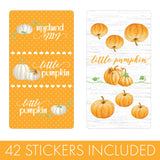 Orange Little Pumpkin Baby Shower Mini Chocolate Candy Bar Wrappers, Fall Baby Gender Reveal - 42 Stickers