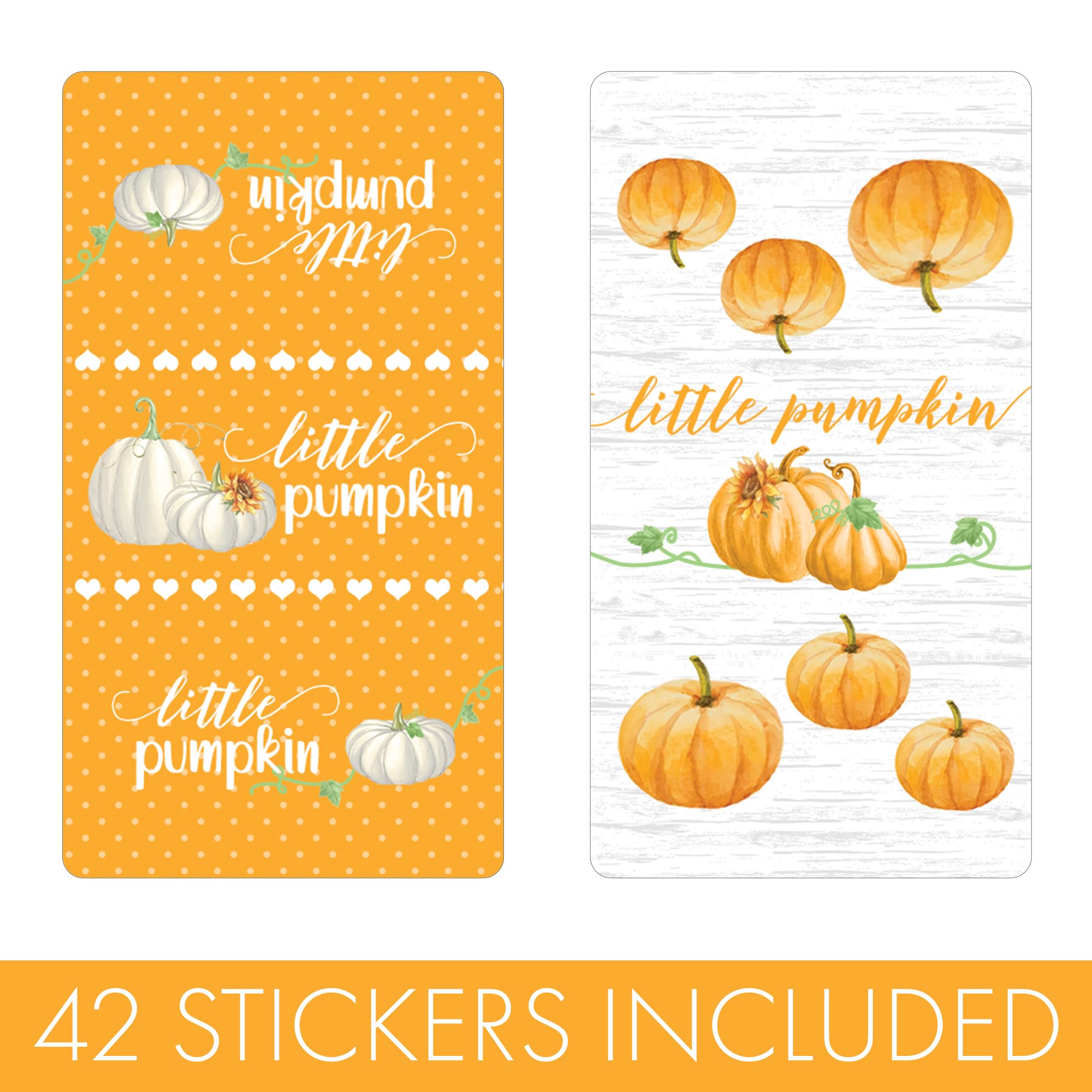 Orange Little Pumpkin Baby Shower Mini Chocolate Candy Bar Wrappers, Fall Baby Gender Reveal - 42 Stickers