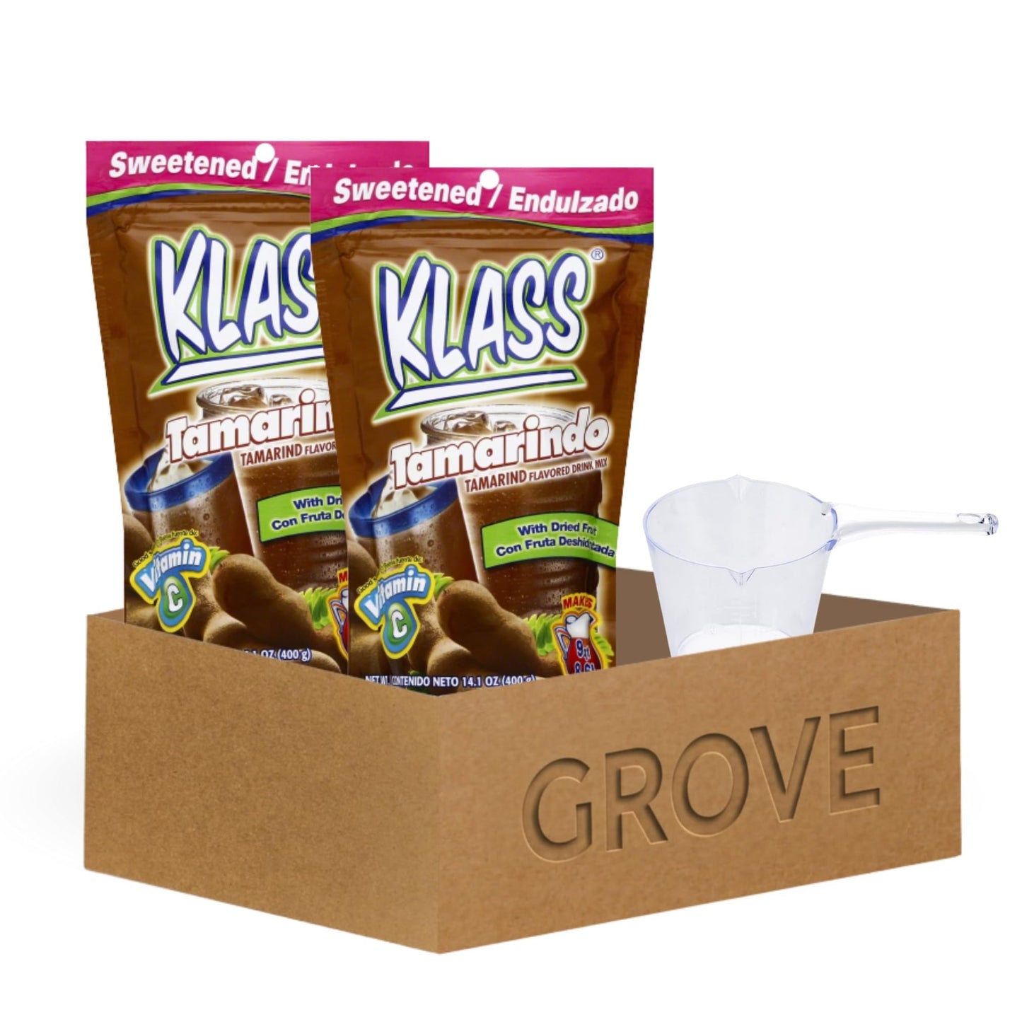 2x Klass Bev Mix Tamarindo Sweetened 14.1 OZ Bundle with Measuring Cup - Traditional Aguas Frescas Drink Mix with Sweet and Tangy Tamarind Flavor