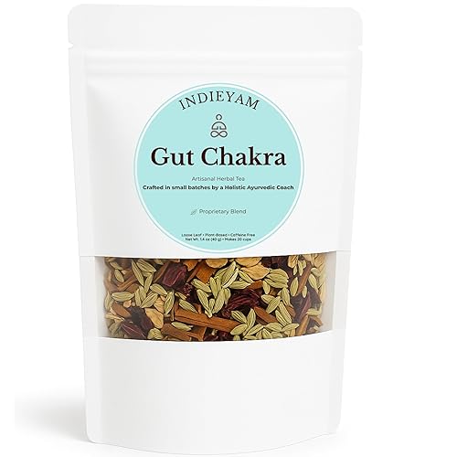 Gut Chakra | Artisanal Ayurvedic Herbal Loose-Leaf Tea | Hand-Blended in Small Batches | Caffeine-Free | Ginger, Fennel, Licorice, Cinnamon & Hibiscus