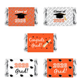 60 New Graduation Cap Party Class of 2026 Miniatures Candy Bar Wrapper, Mini Candy Chocolate Bar Stickers, Labels, Candy Not Included, Color Orange