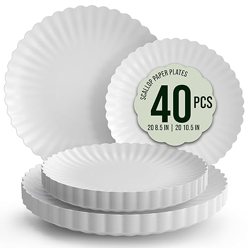 Trendables Floral Paper Plates 8.5 Inch & 10.5 Inch 40 Pcs Dinner Plate Set Fancy Disposable Plates for Party for 20 Guests 20 X 8 & 20 X 10 Large
