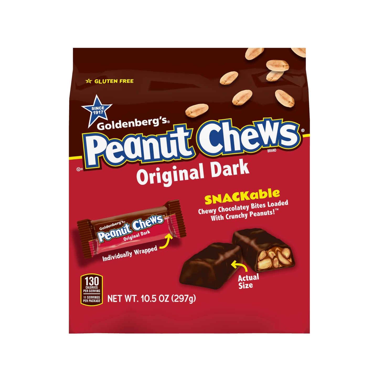 Goldenberg's Peanut Chews Original Dark 10.5 oz. Bag