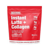 Strong Coffee Co. Vanilla Instant Latte | Organic Coffee with Collagen Protein | Lion’s Mane & L-Theanine | Adaptogens & Nootropics | 15 Servings