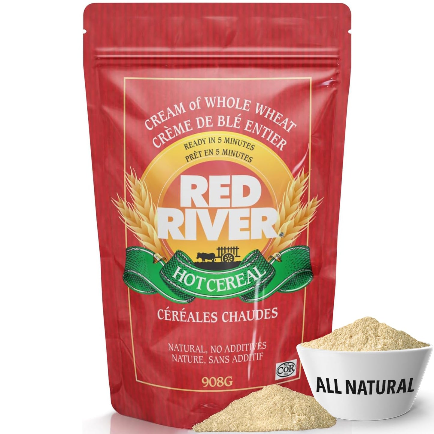 Red River Cereal Cream of Whole Wheat Hot Cereal, High Fiber, 908g 1-Pack
