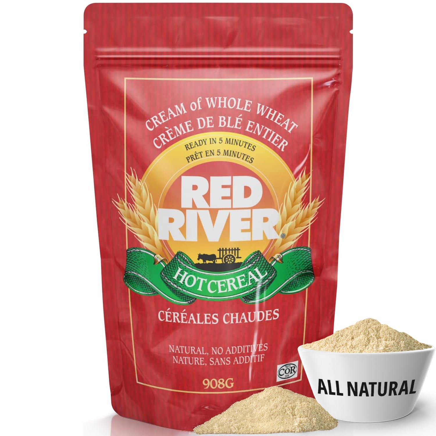 Red River Cereal Cream of Whole Wheat Hot Cereal, High Fiber, 908g 1-Pack