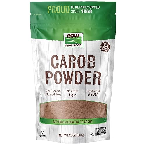 NOW Foods, Carob Powder, Dry Roasted, Additive-Free, Nutritious Substitute for Chocolate, 12-Ounce (Packaging May Vary)