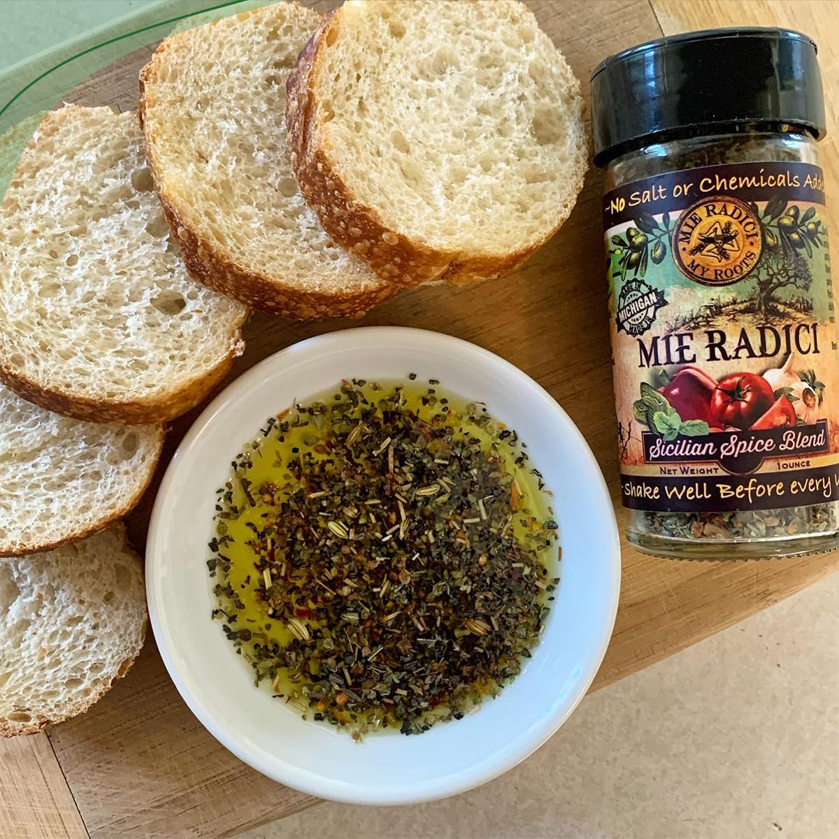 Mie Radici Sicilian Spice - Fresh Dried Herbs, Traditional Flavors - Dipping with EVOO, Grill, Saute, Roast or Simmer | Jar with Shaker top - Pack