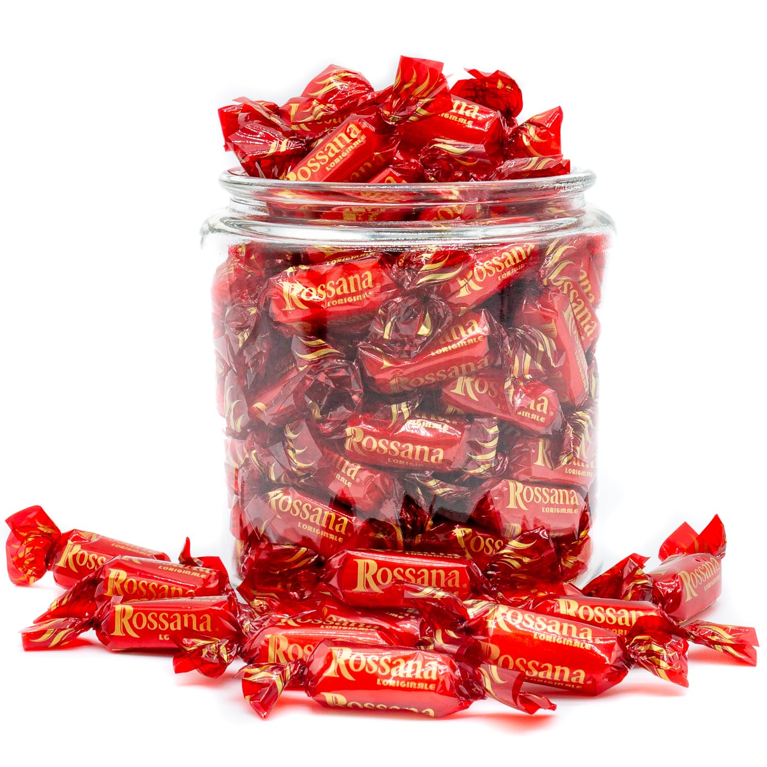 Rossana Italian Candy 1 lb | Real Almonds and Hazelnuts | Hard Shell with Creamy Filling, Individually Wrapped, Resealable Bag, Gluten Free