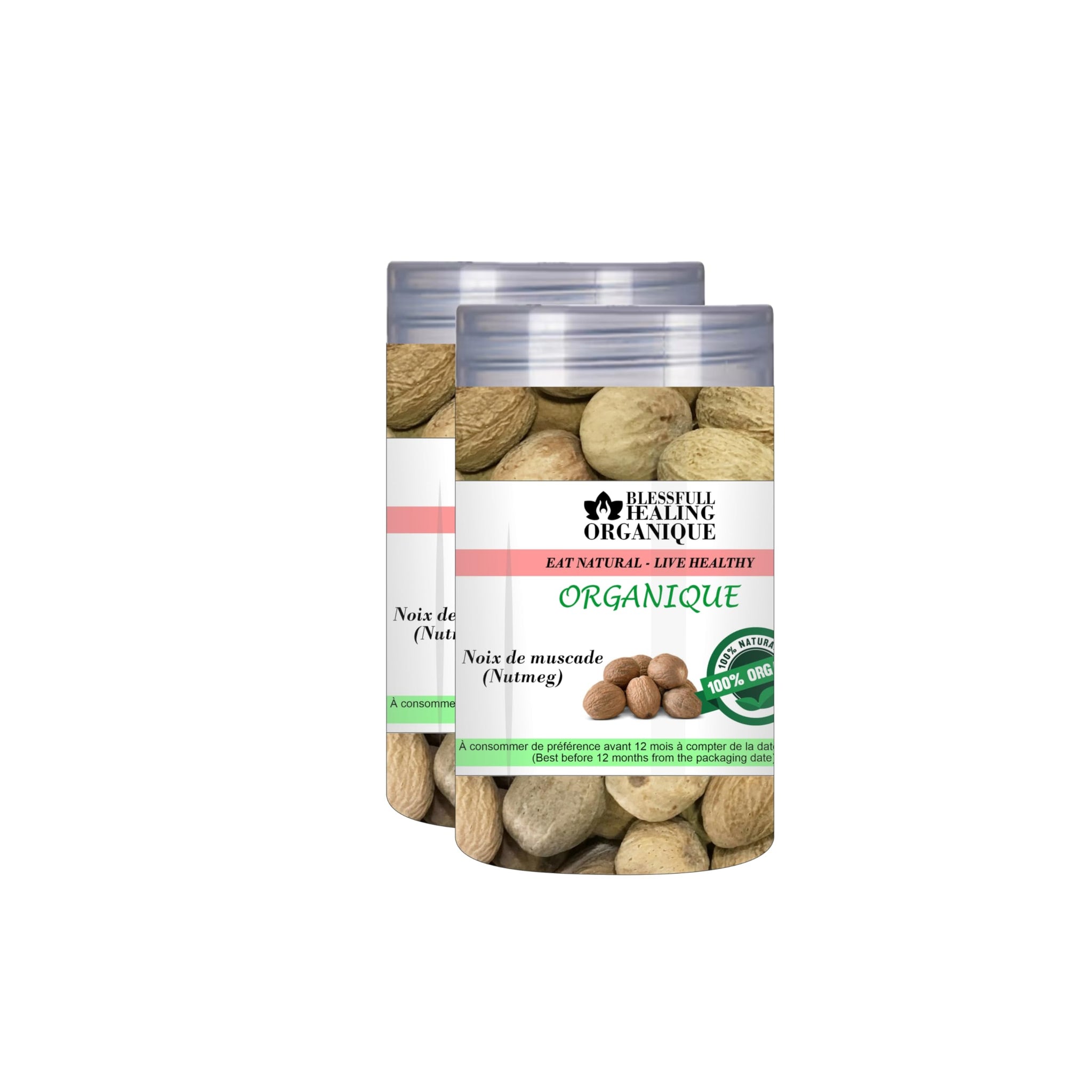 Blessfull Healing Organic Nutmeg (Jaiphal) 100 Gram (3.52 oz) Each (Pack Of 2) = 200 Grams, Vegan