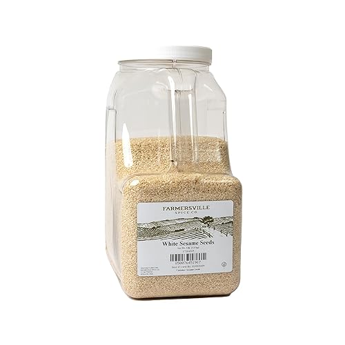 Farmersville Spice Co. White Sesame Seeds, 5 lb Handle Jug, Kosher Seeds for Restaurants & Foodservice