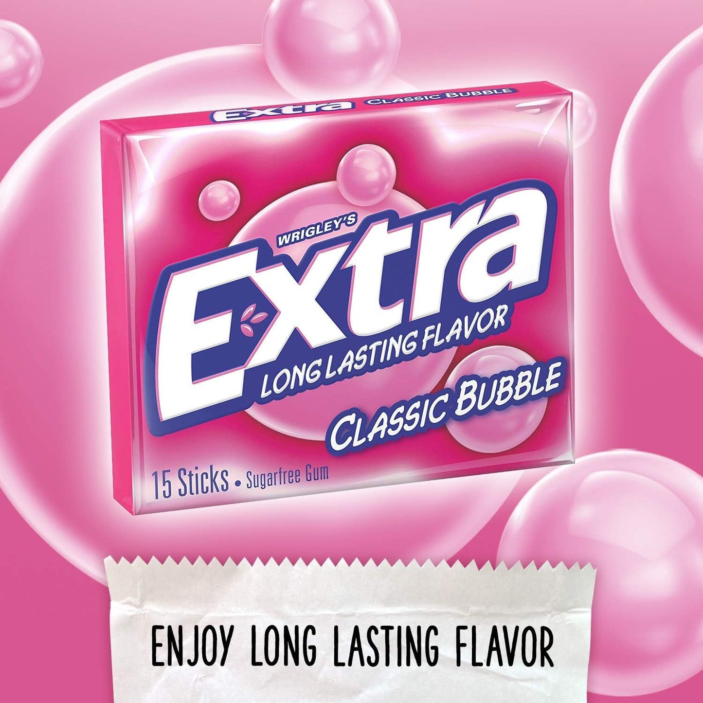 Extra Sugar Free Gum, Classic Bubble, 15 Stick Slim Packs (Pack of 20)