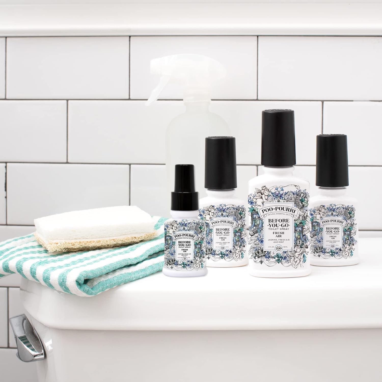 Poo-Pourri Toilet Spray, Fresh Air, 1.4 Fl Oz - Jasmine, Fresh Air and Mint 2 Pack