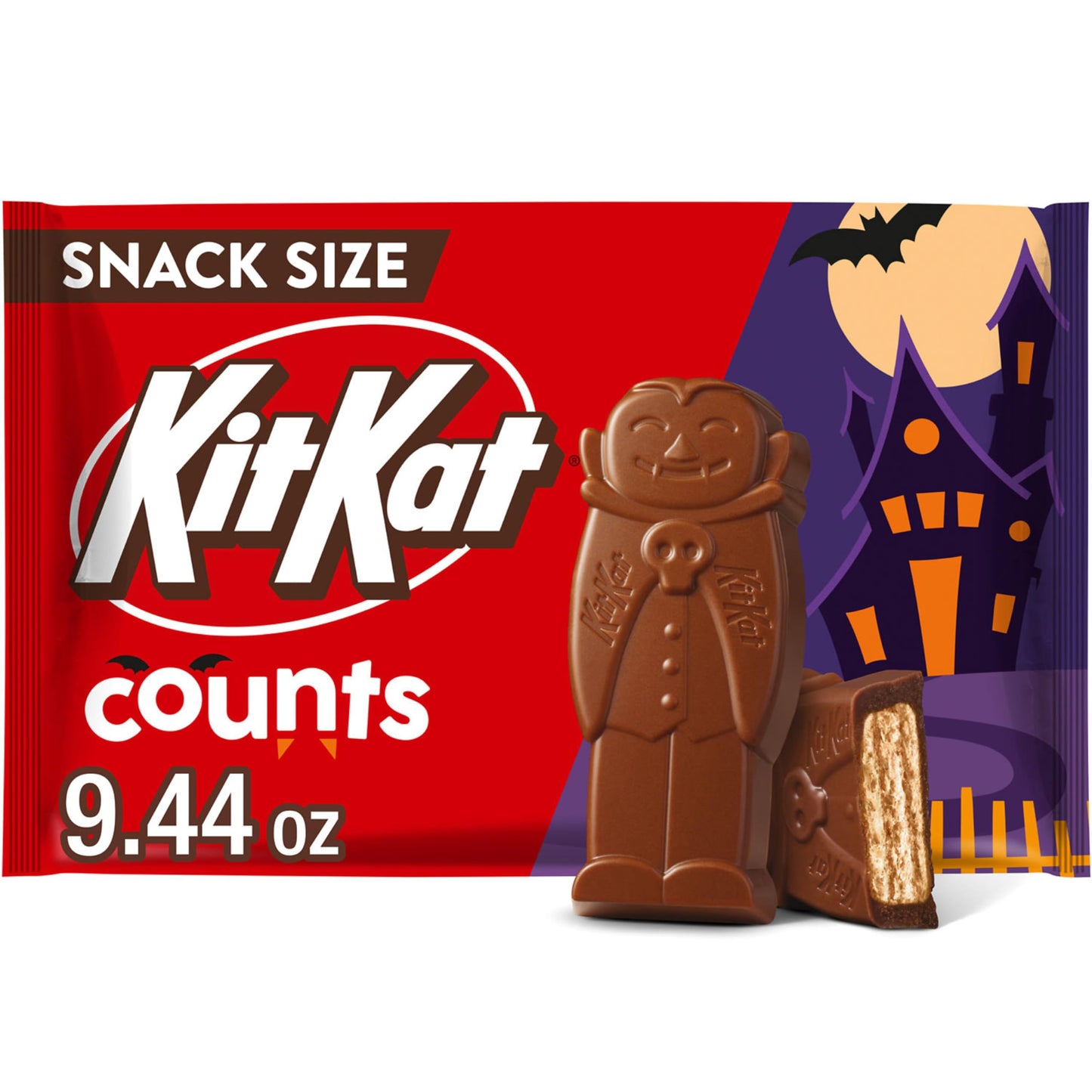 KIT KAT Milk Chocolate Wafer Counts Snack Size, Halloween Candy Bag, 9.44 oz