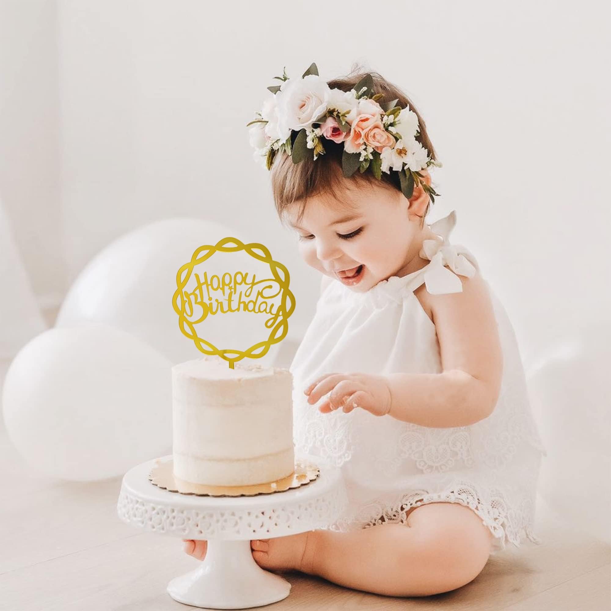 40 PCS Happy Birthday Cake Topper Acrylic Cupcake Topper A Series of Birthday Cake Supplies Decorations 10 Styles 4 Colors