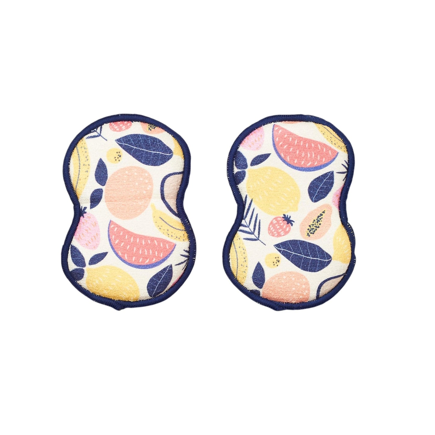 Bright Habits Sponge Set in Fruit Platter Yellow - Set of 2 Super Absorbent Washable Reusable Cleaning Sponges Made from Recycled Materials, Durable