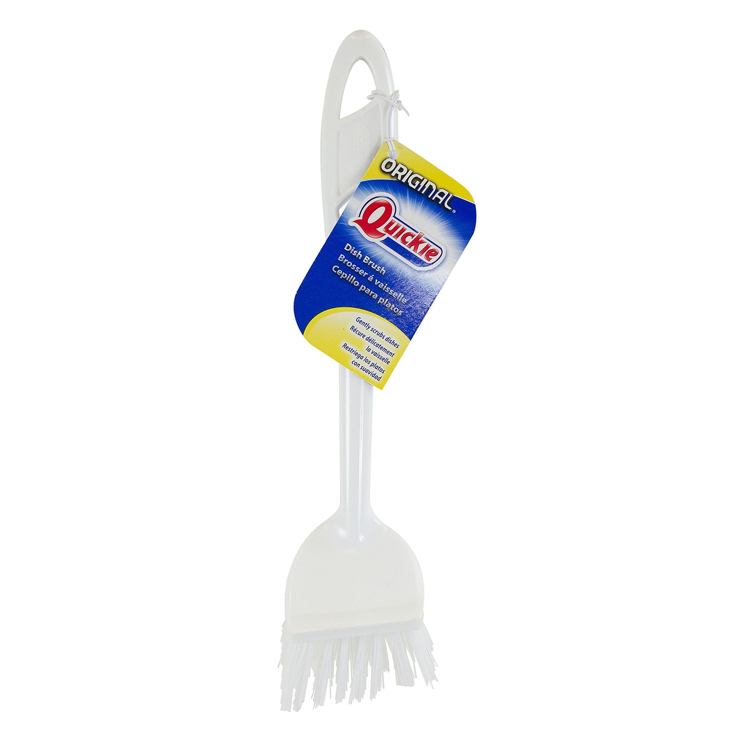 Quickie Dish Brush, Long Handle, White, Dish Scrub Brush for Cleaning, Pots/Pans/Kitchen
