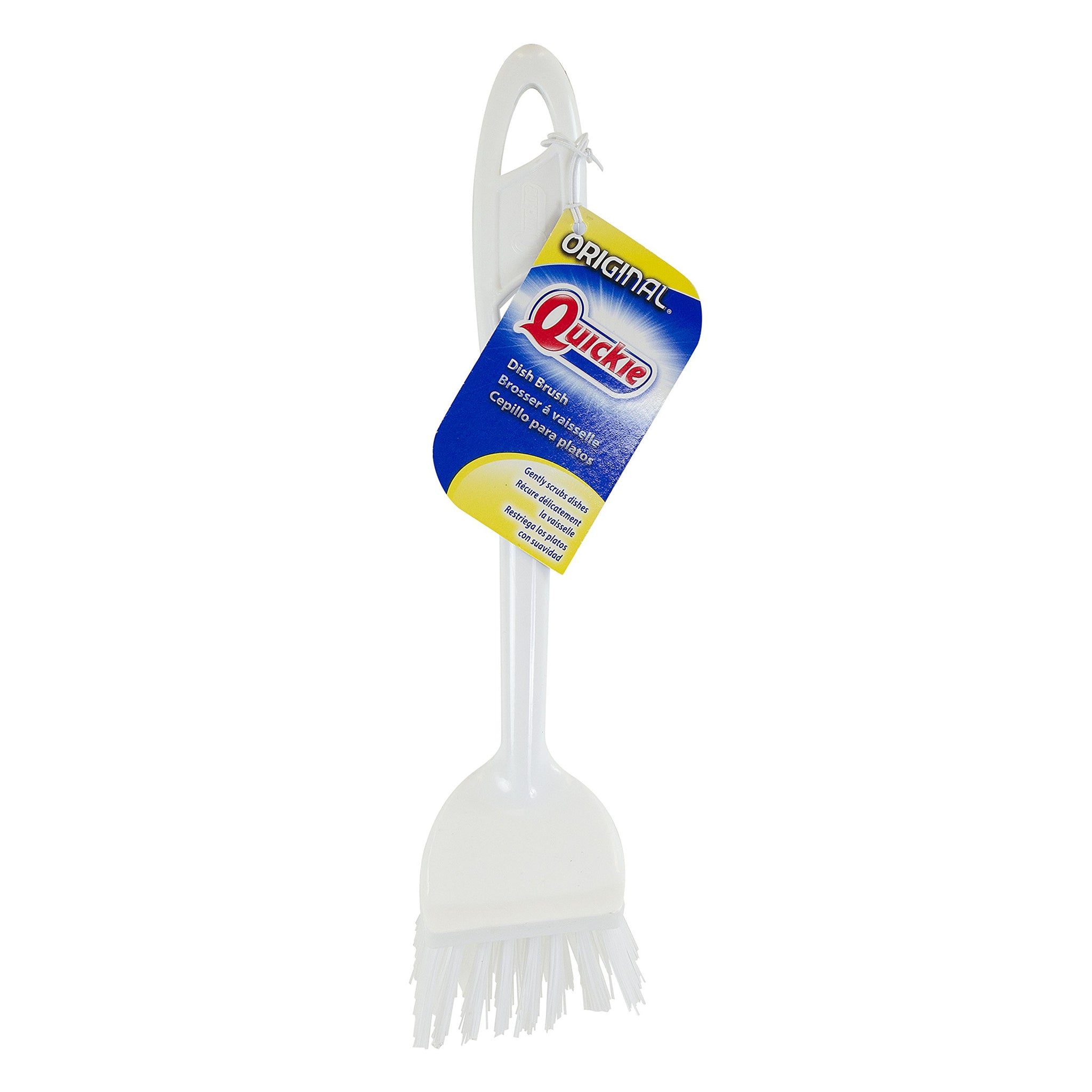Quickie Dish Brush, Long Handle, White, Dish Scrub Brush for Cleaning, Pots/Pans/Kitchen