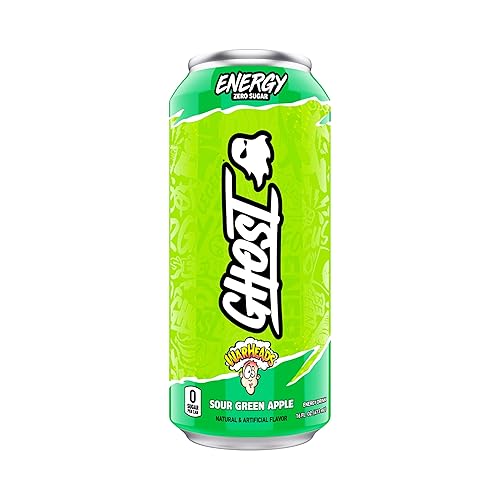 GHOST Energy Drink - Single Can, Warheads Sour Green Apple 16oz - Energy & Focus & No Artificial Colors - 200mg Natural Caffeine, L-Carnitine