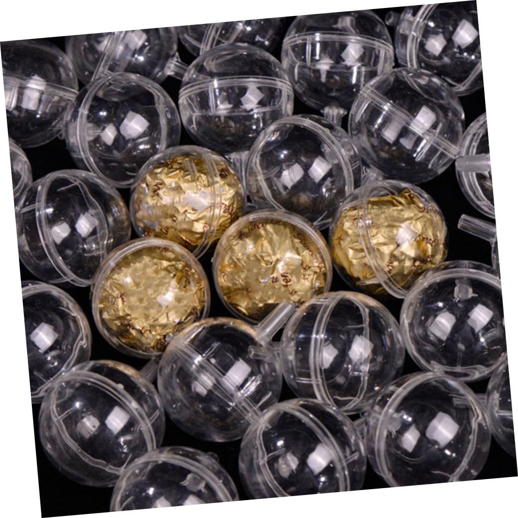 CATIEBYE 60 Pcs Valentine's Day Chocolate Ball Holders Transparent Plastic Candy Bouquet Supports Decorative Spherical Candy Packaging Cases