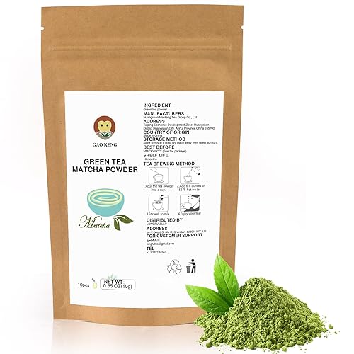 Taiping HK Green Matcha Tea 10 Single Serve Stick Packs For Cooking, Baking, Latte, Smoothie, Hot & Iced Drinks - Antioxidant-Rich, Helps Support