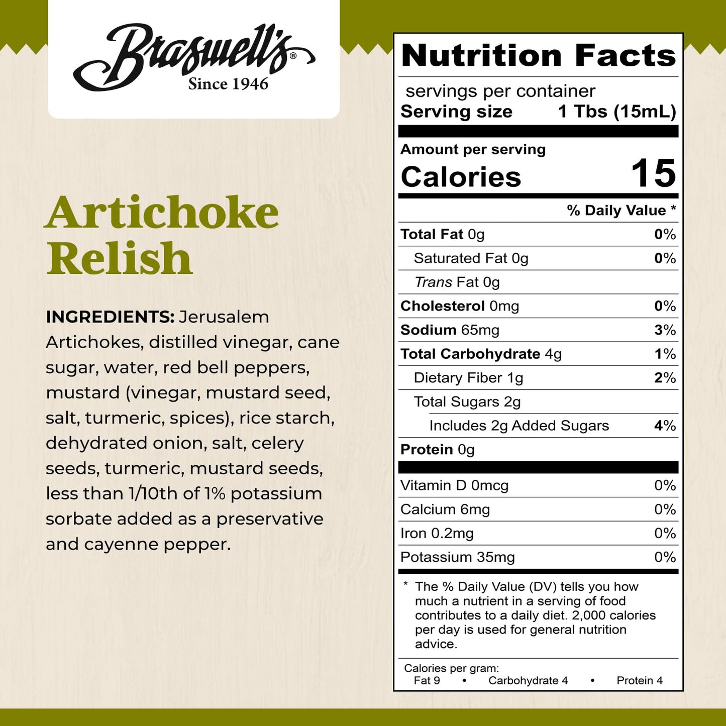 Braswell’s Gourmet Artichoke Relish - Small-Batch, Renowned Specialty, Made in USA, Since 1946 (8oz)