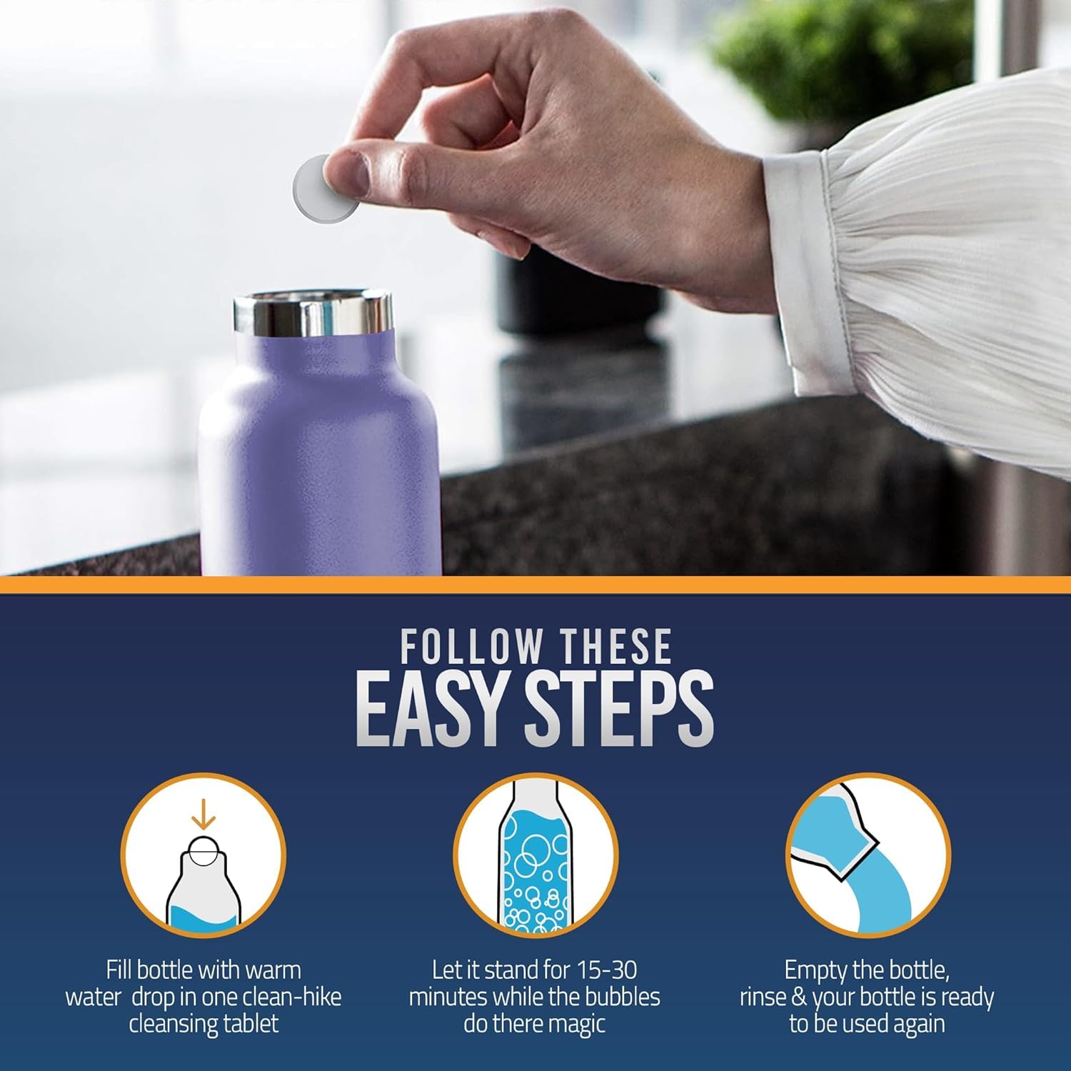 Tumbler Water Bottle Cleaning Tablets - All Natural Ingredient, Great for All Stainless, Plastics, Ceramic and Glass Drinking Containers, Individually