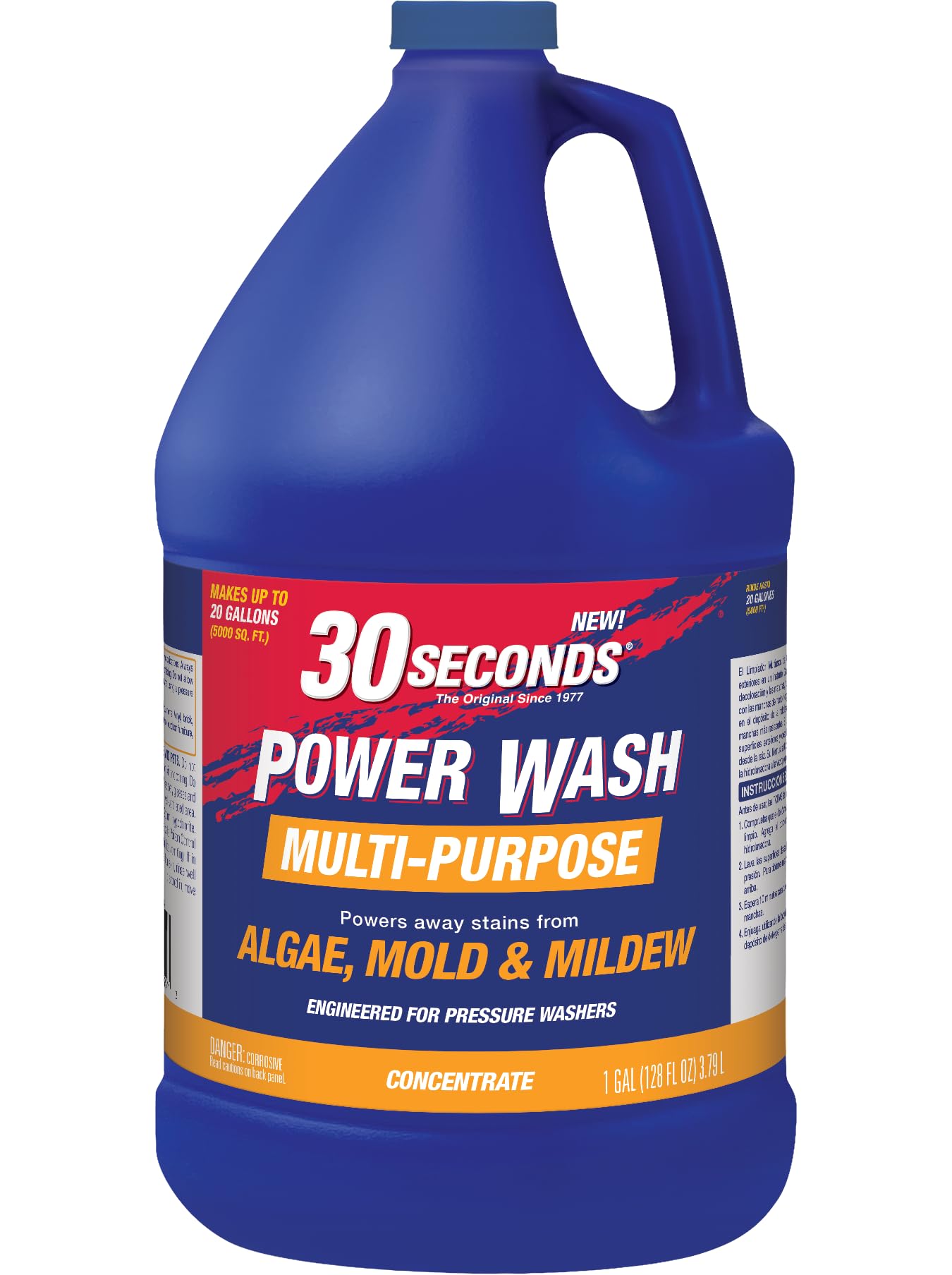 30 SECONDS Pressure Washer Concentrated Cleaner - Power Cleans Stains from Algae, Mold & Mildew, Dirt, Grime - Makes up to 20 Gallons