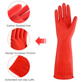 IUCGE Rubber cleaning gloves 1 Pairs for kitchen,Cotton Lining,Dishwashing gloves long with lined,Reuseable.(Small)