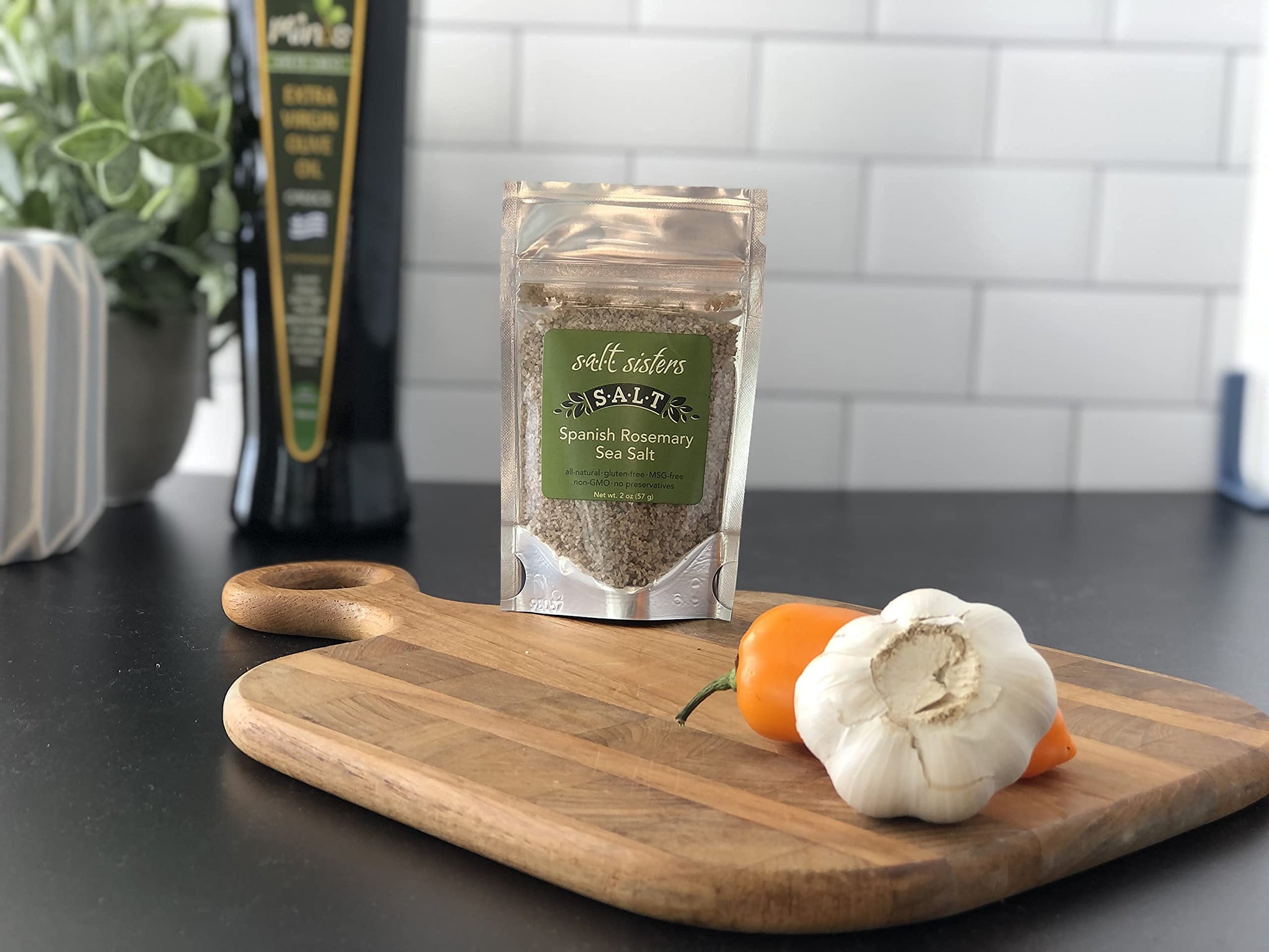 s.a.l.t. sisters Spanish Rosemary Sea Salt | All-Natural, Gluten Free, MSG Free, Non-GMO | Easily Dissolvable Rosemary Infused Coarse Sea Salt |