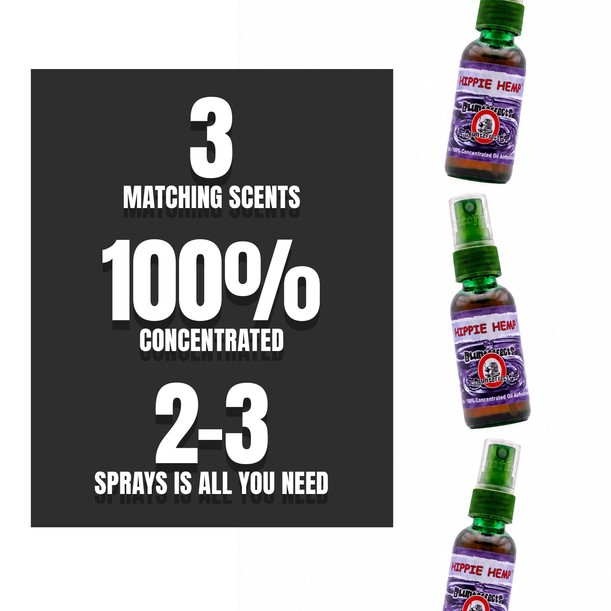 Blunteffects Blunt Effects 100% concentrated Air Freshener Oder Neutralizing Spray (hippie hemp 3 Pack)