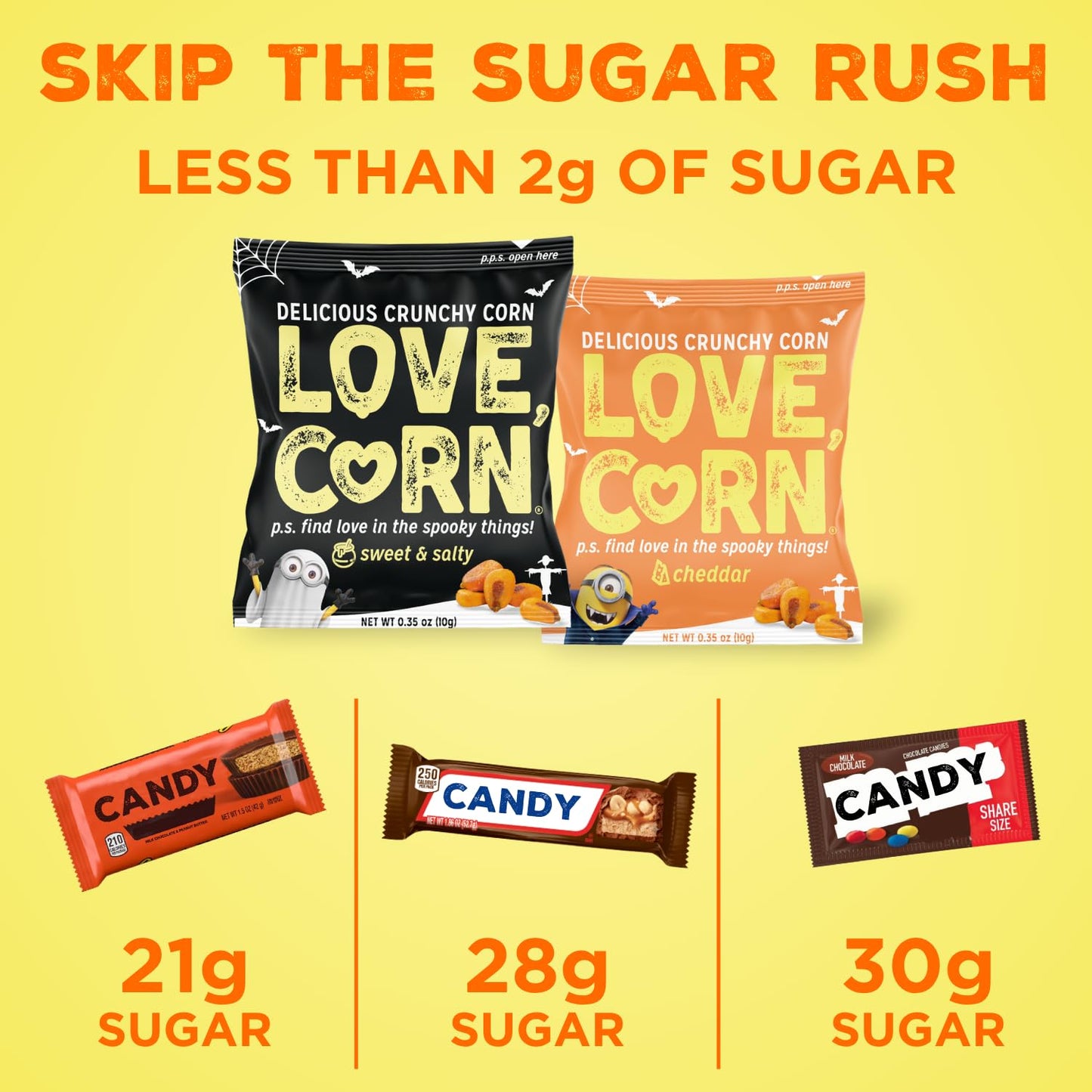 LOVE CORN Variety Pack, Featuring Cheddar & Sweet and Salty, 0.35 oz x 60 Delicious Crunchy Corn Healthy Family Snacks Gluten Free, Kosher, NON-GMO