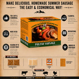 Hi Mountain Seasonings ? POLISH Sausage Making Kit ? Includes Sausage Seasoning, Cure, Natural Hog Casings, and Simple-to-Follow Directions ? Creates