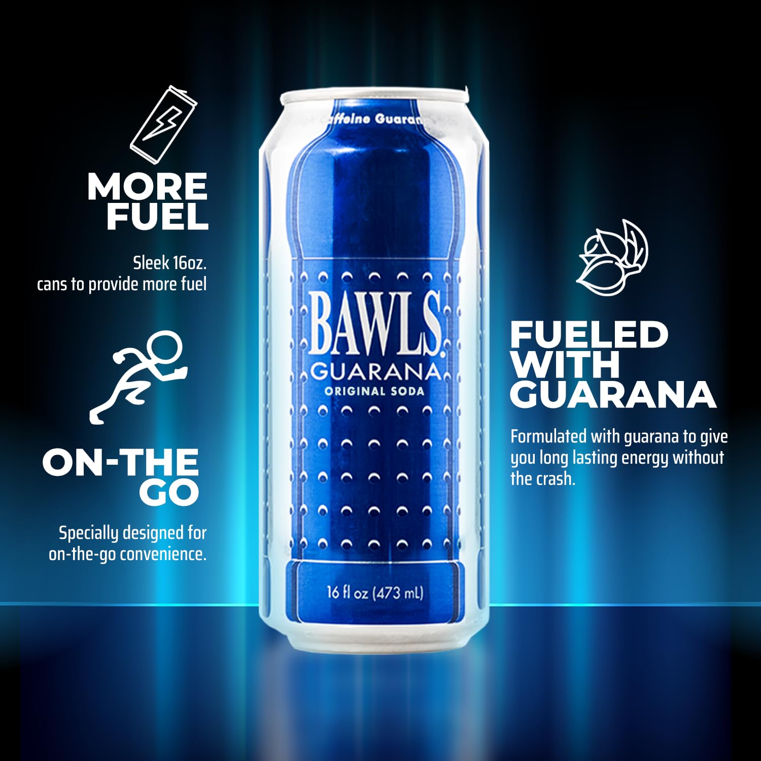 BAWLS Guarana Variety Pack, BAWLS Guarana Drink, Guarana Soda, Guarana Fueled Soda for Energy, High Energy Caffeinated Drink, 16oz 24 Pack Cans