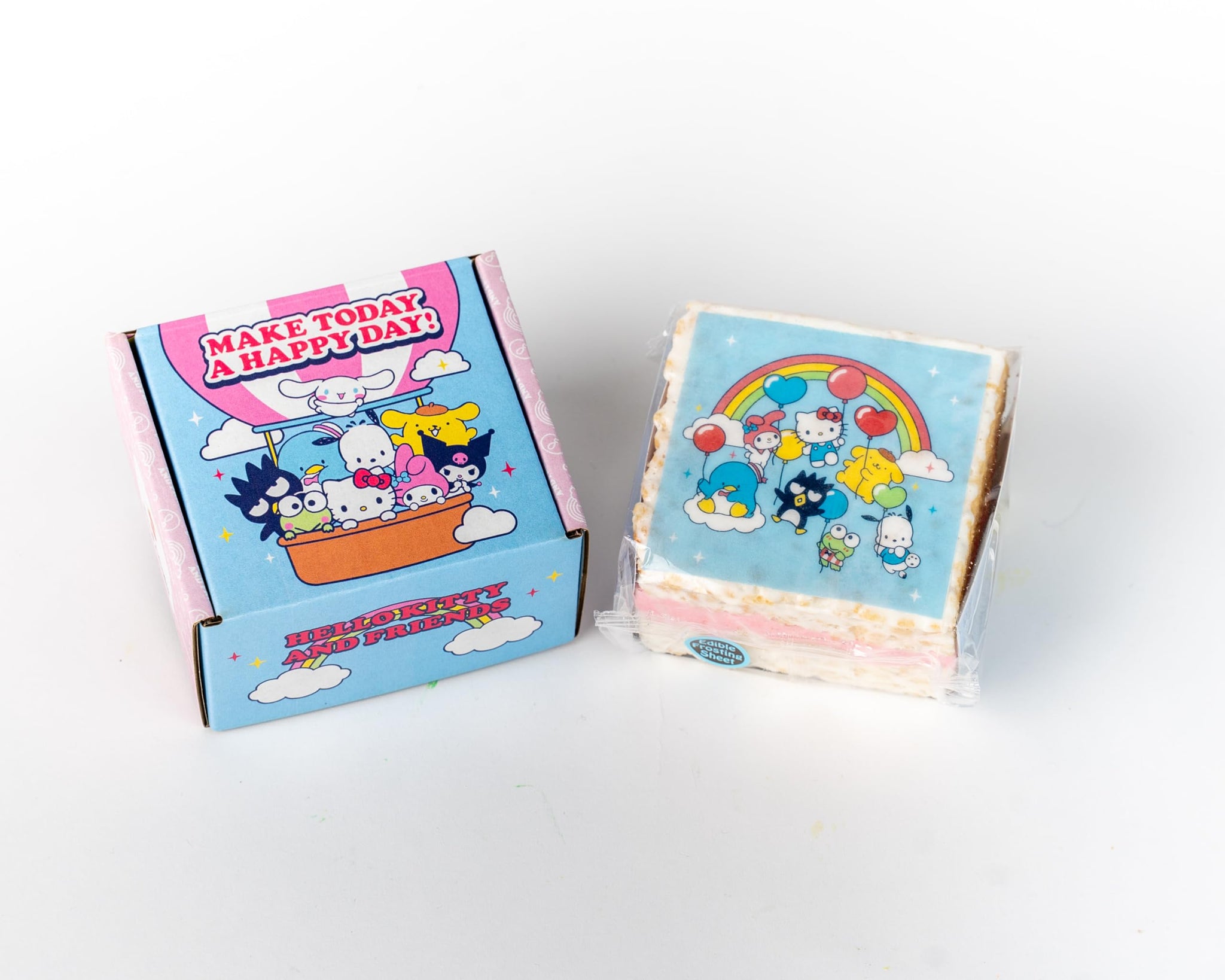 Hello Kitty & Friends Happy Birthday Sweet Treat Gift Box - Includes 1 Jumbo Strawberry Milk Crispy Treat with Edible Design, Ready-to-Gift Unique
