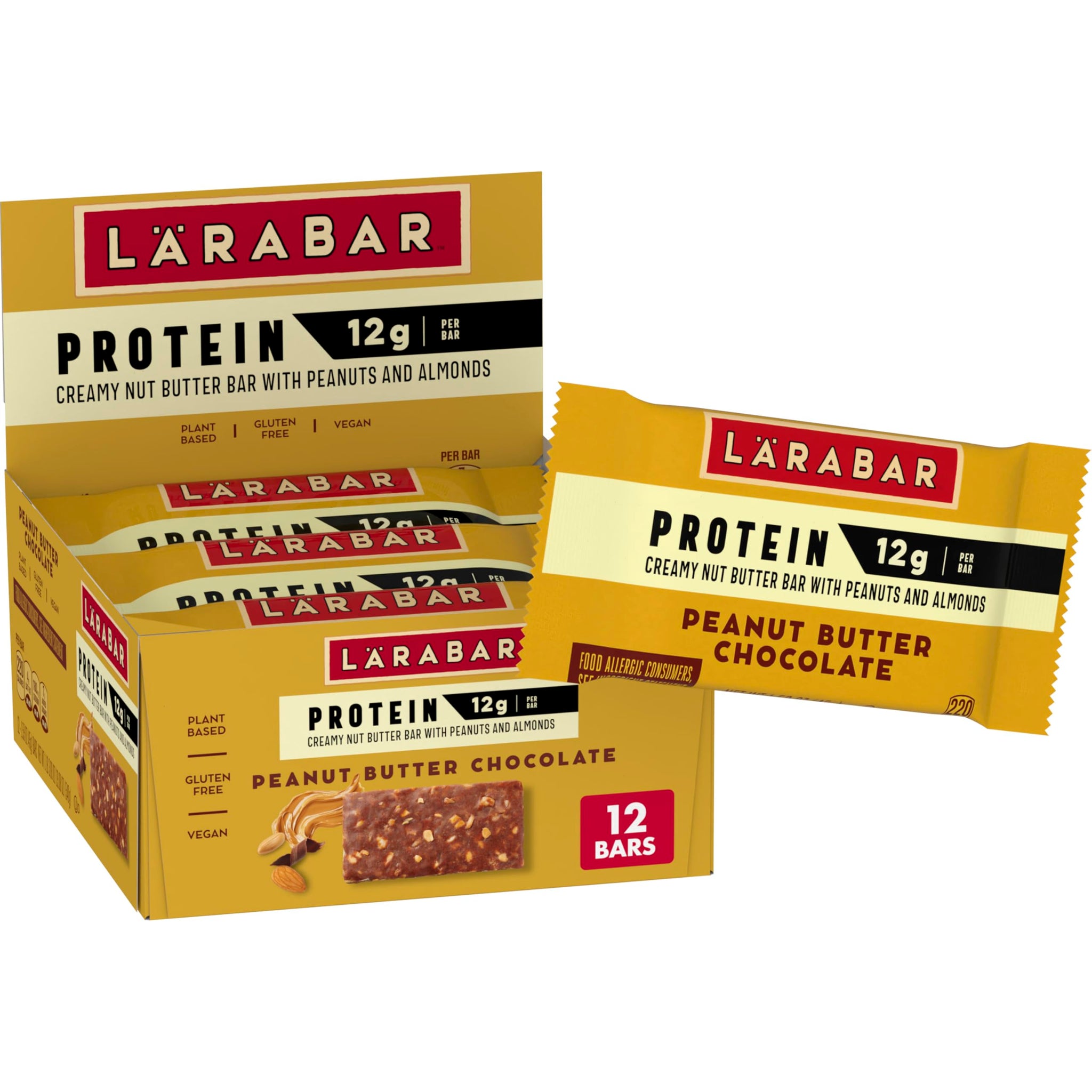 Larabar Peanut Butter Chocolate Protein Bars, 12g Protein, Gluten Free, 12 Ct, 19.08 oz